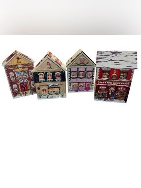 Harry London Christmas Village Lot of 4 Empty Chocolate Tins